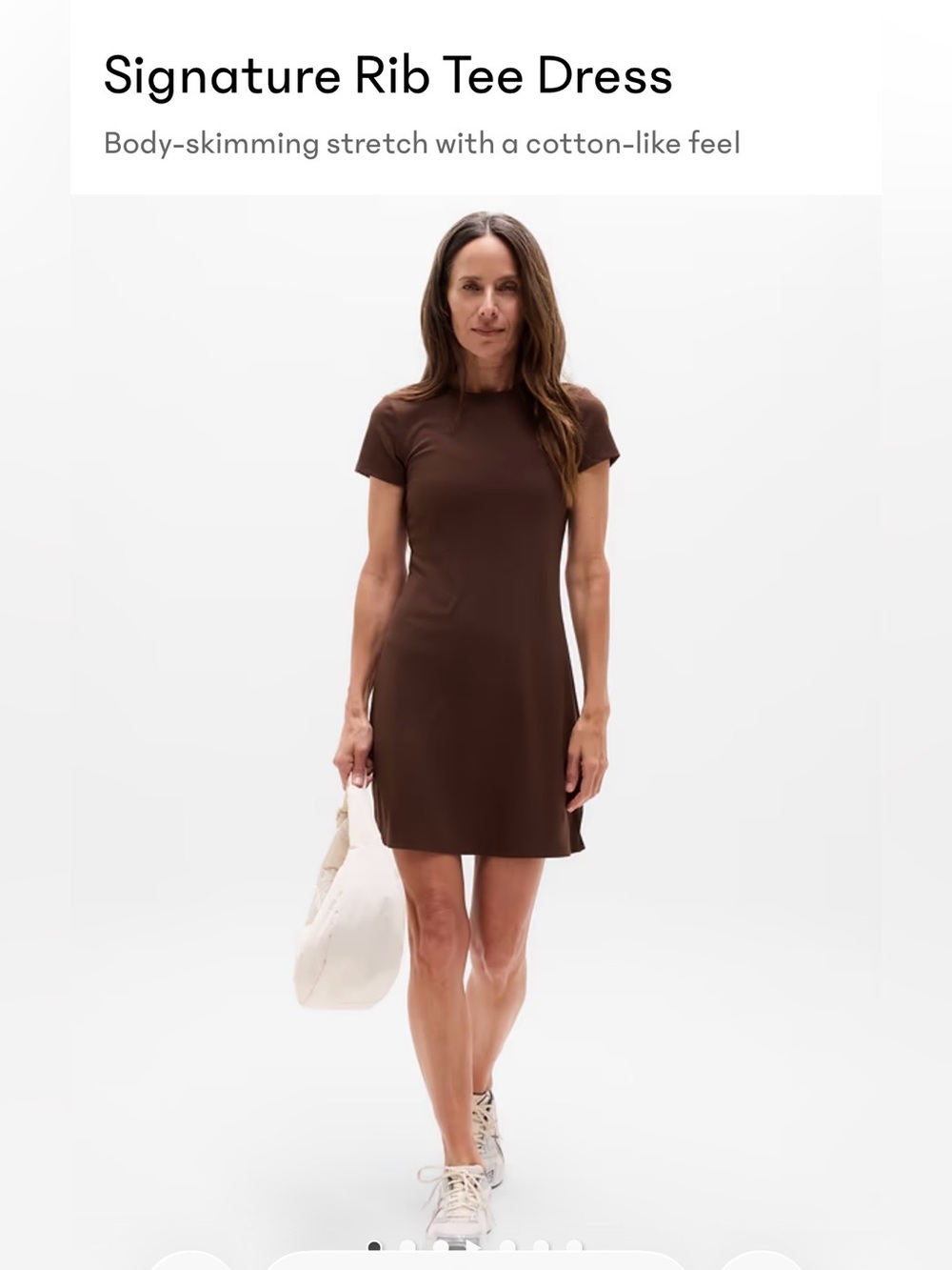 Athleta Signature Rib Tee Dress in Brown NWT